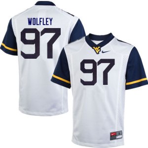 Men's West Virginia Mountaineers NCAA #97 Stone Wolfley White Authentic Nike Stitched College Football Jersey HZ15J53AP